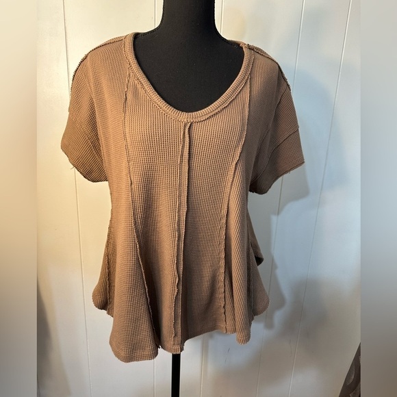 Altar’d State Women’s Brown Deconstructed Brown Shirt Size Large - Picture 2 of 10